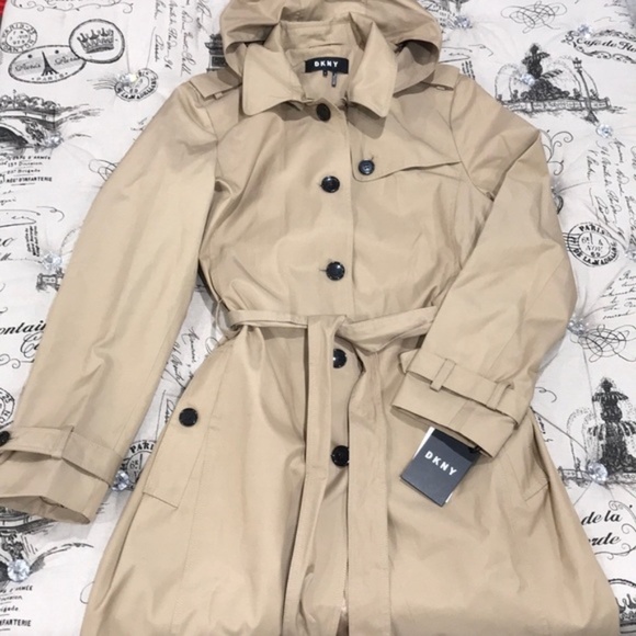 DKNY Spread Collar Trench Coat - Picture 5 of 11
